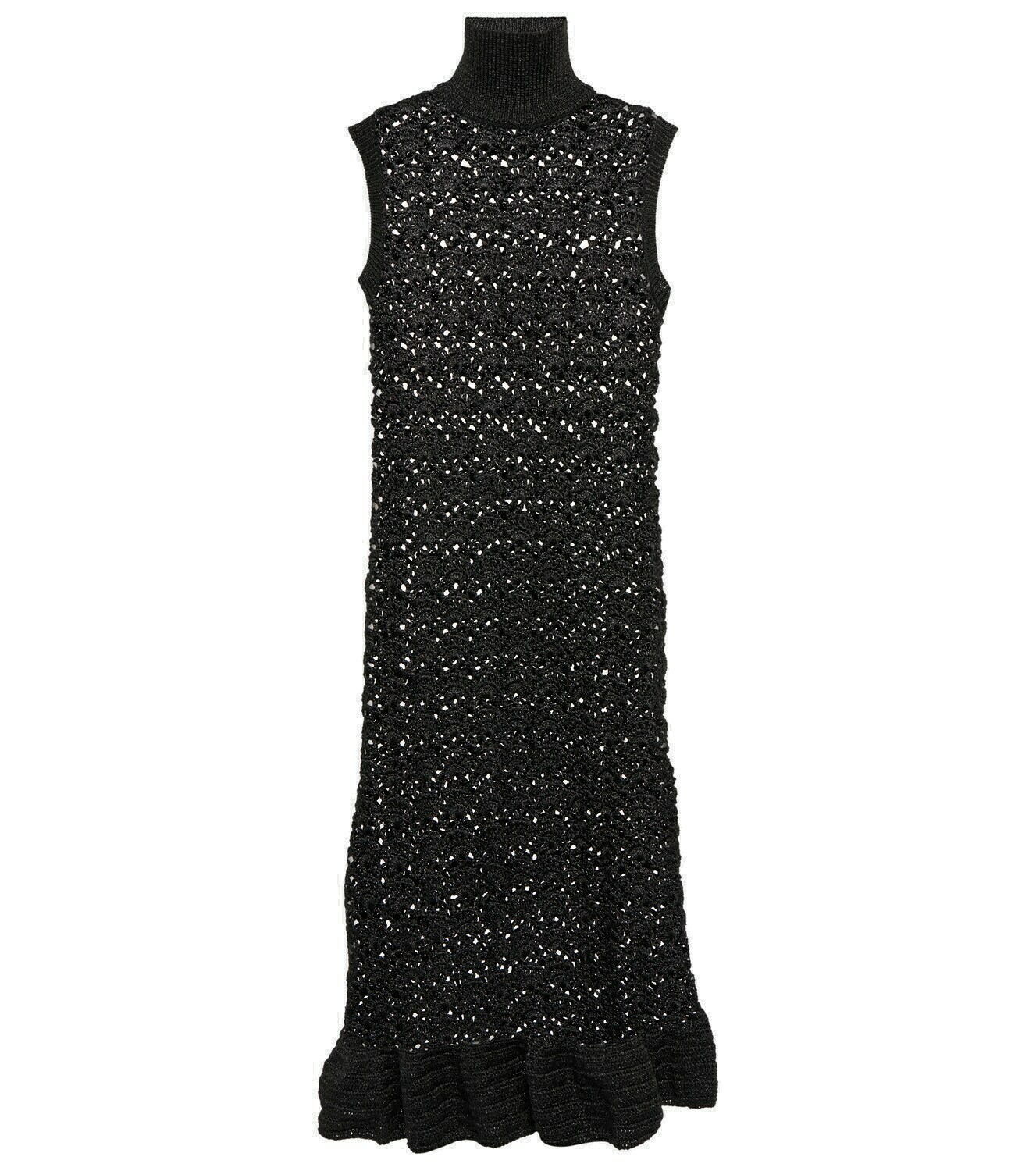 Ganni - Metallic knit turtleneck midi dress GANNI