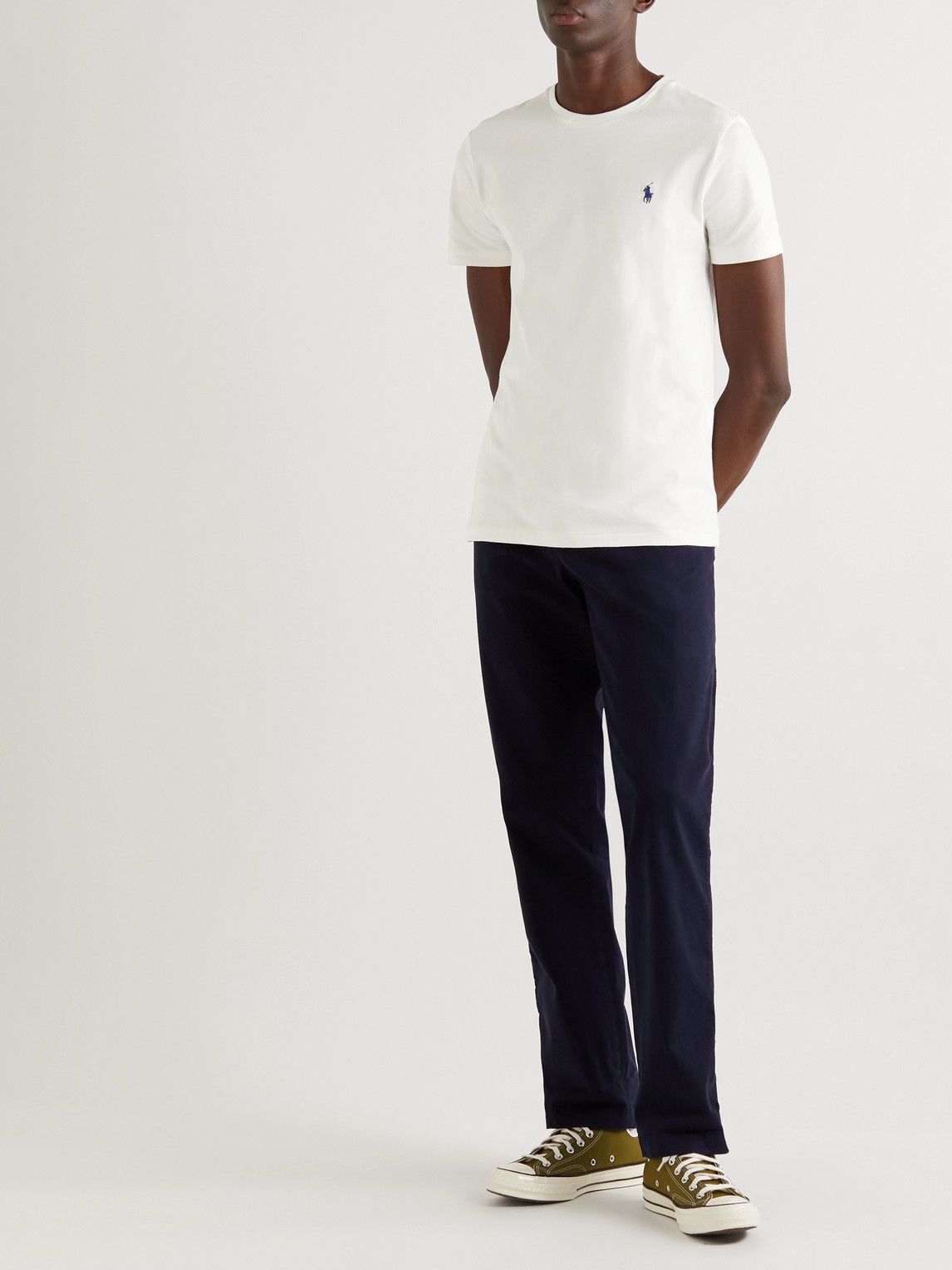 Polo Ralph Lauren - Slim-Fit Logo-Embroidered Cotton-Jersey T-Shirt - Neutrals