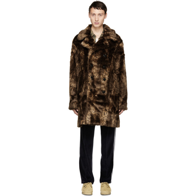 Needles Brown Leopard Faux-Fur Peacoat Needles