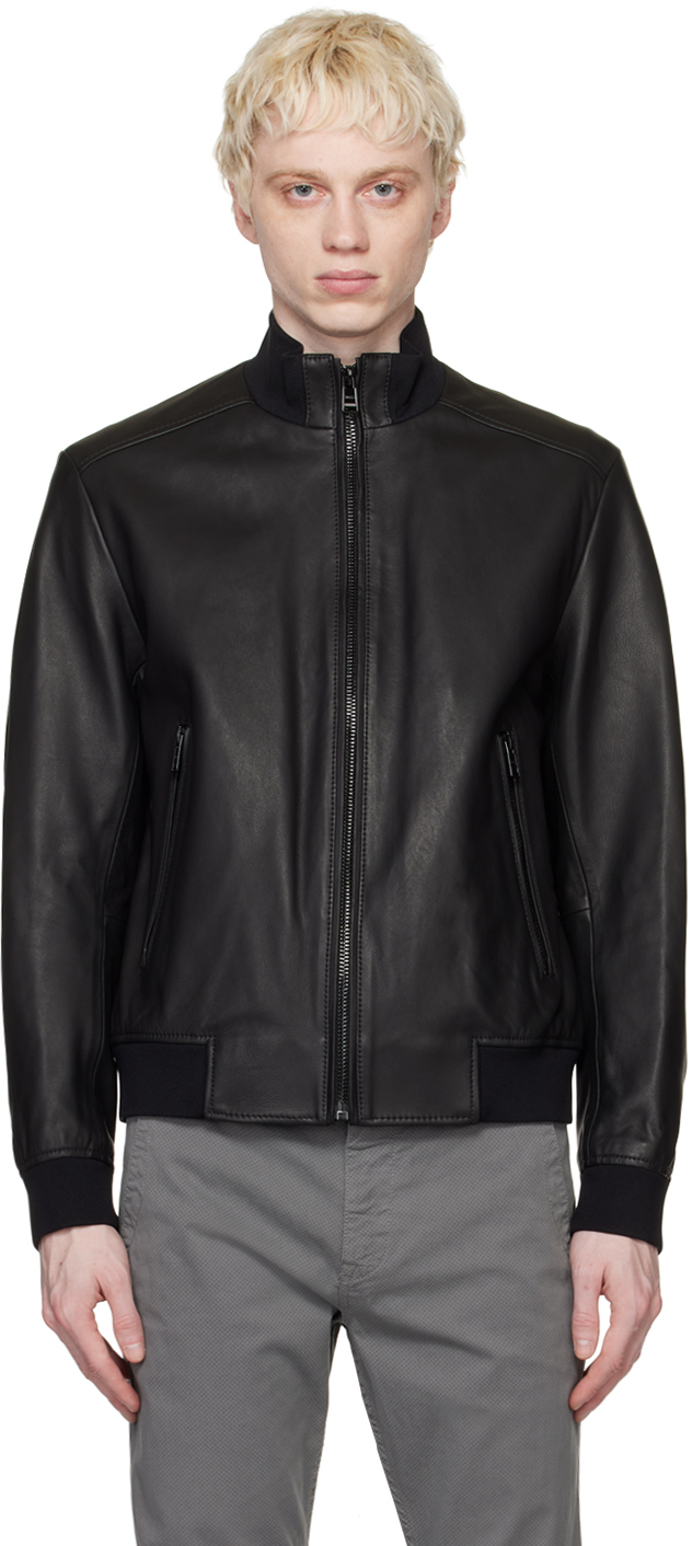 BOSS Black Bomber-Style Leather Jacket BOSS