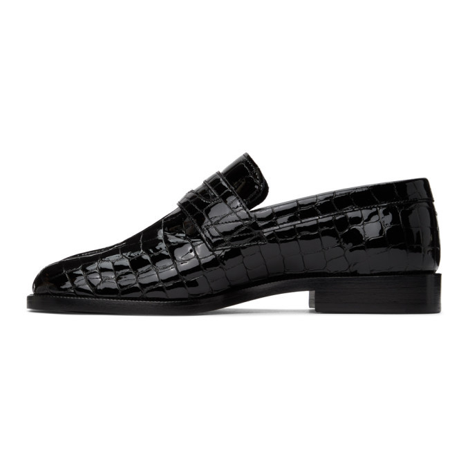 Maison Margiela Black Croc Tabi Advocate Loafers Maison Margiela