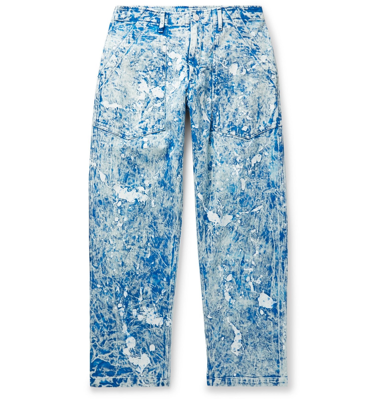 Monitaly - Paint-Splattered Tie-Dyed Denim Jeans - Blue Monitaly