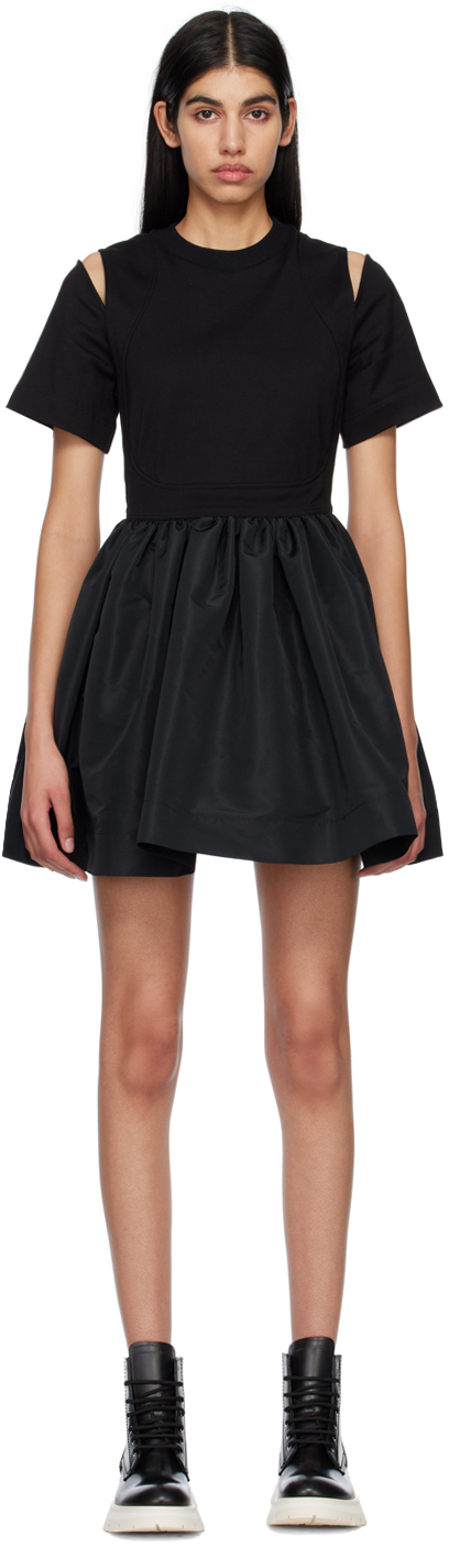 Alexander Mcqueen Black Paneled Mini Dress Alexander Mcqueen