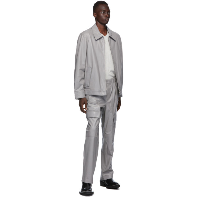 Helmut Lang Grey Leather Zip Jacket Helmut Lang