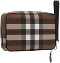 Burberry Brown Check & Leather Zip Pouch