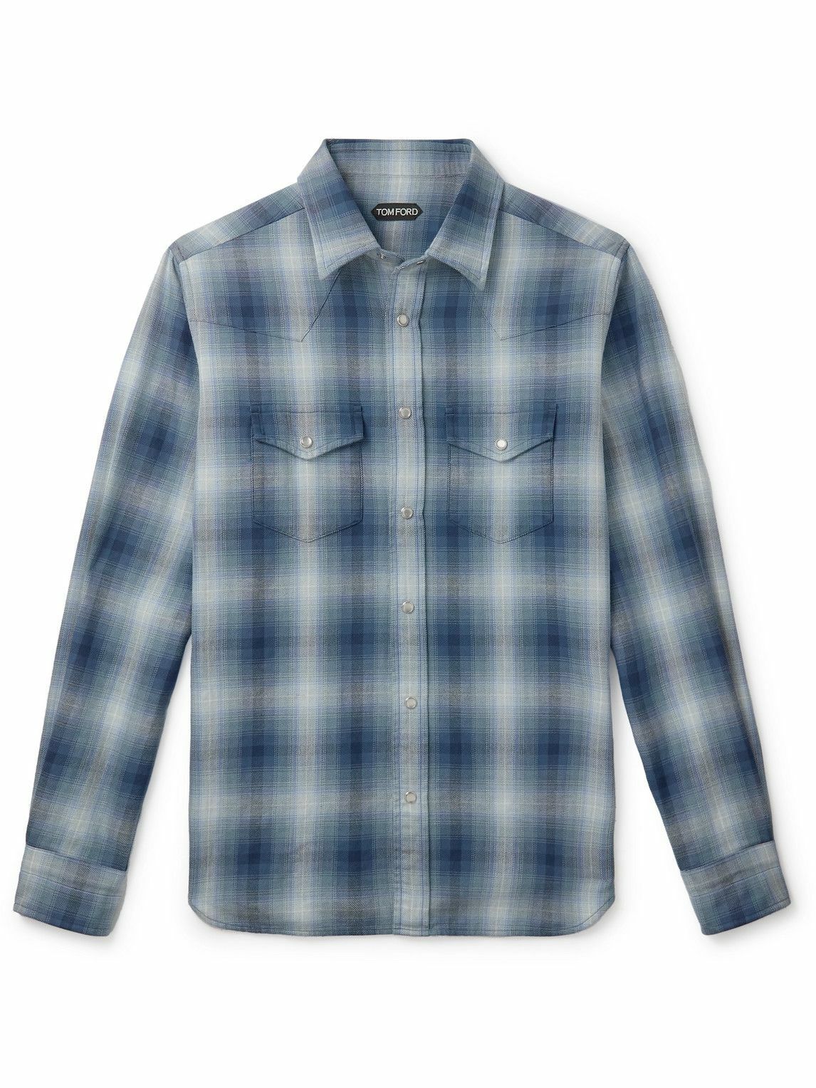 Tom Ford Blue Cotton Pattern Shirt