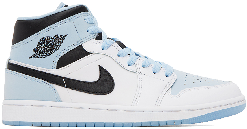 Nike Jordan Blue & White Air Jordan 1 Mid SE Sneakers Nike Jordan Brand