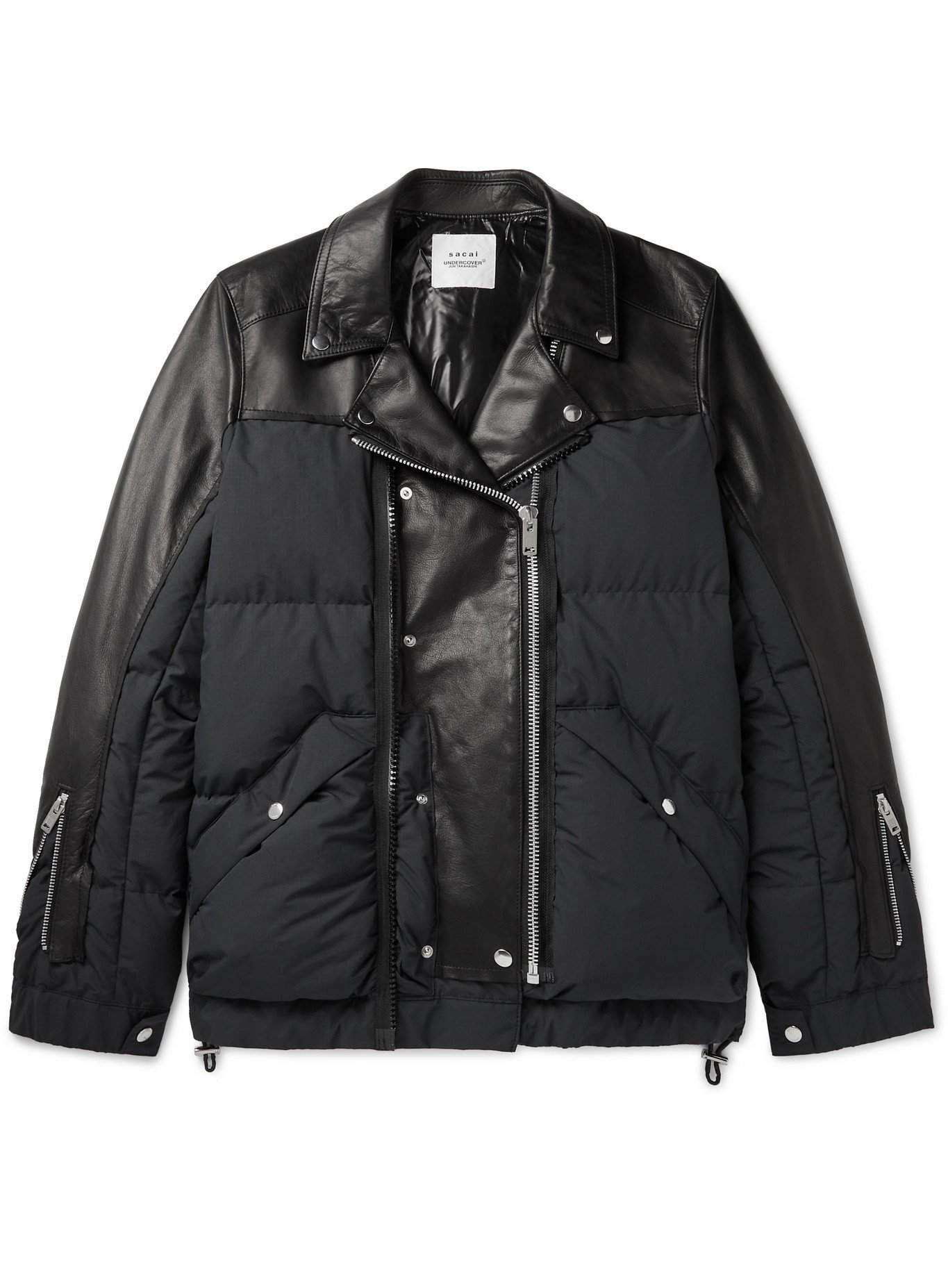 UNDERCOVER - Sacai Printed Leather-Panelled Quilted Shell Jacket