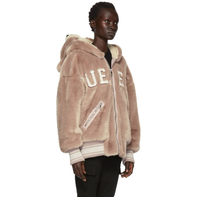 Dolce and Gabbana Pink Eco Fur Queen Teddy Head Zip-Up Hoodie Dolce &  Gabbana