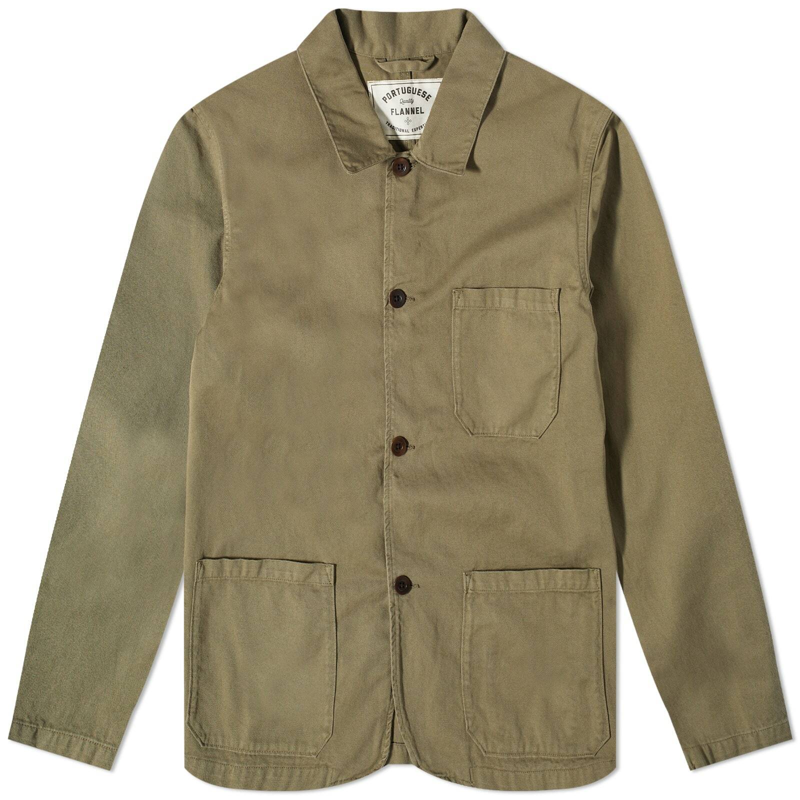 Portuguese Flannel Men's Labura Chore Jacket in Olive Portuguese Flannel