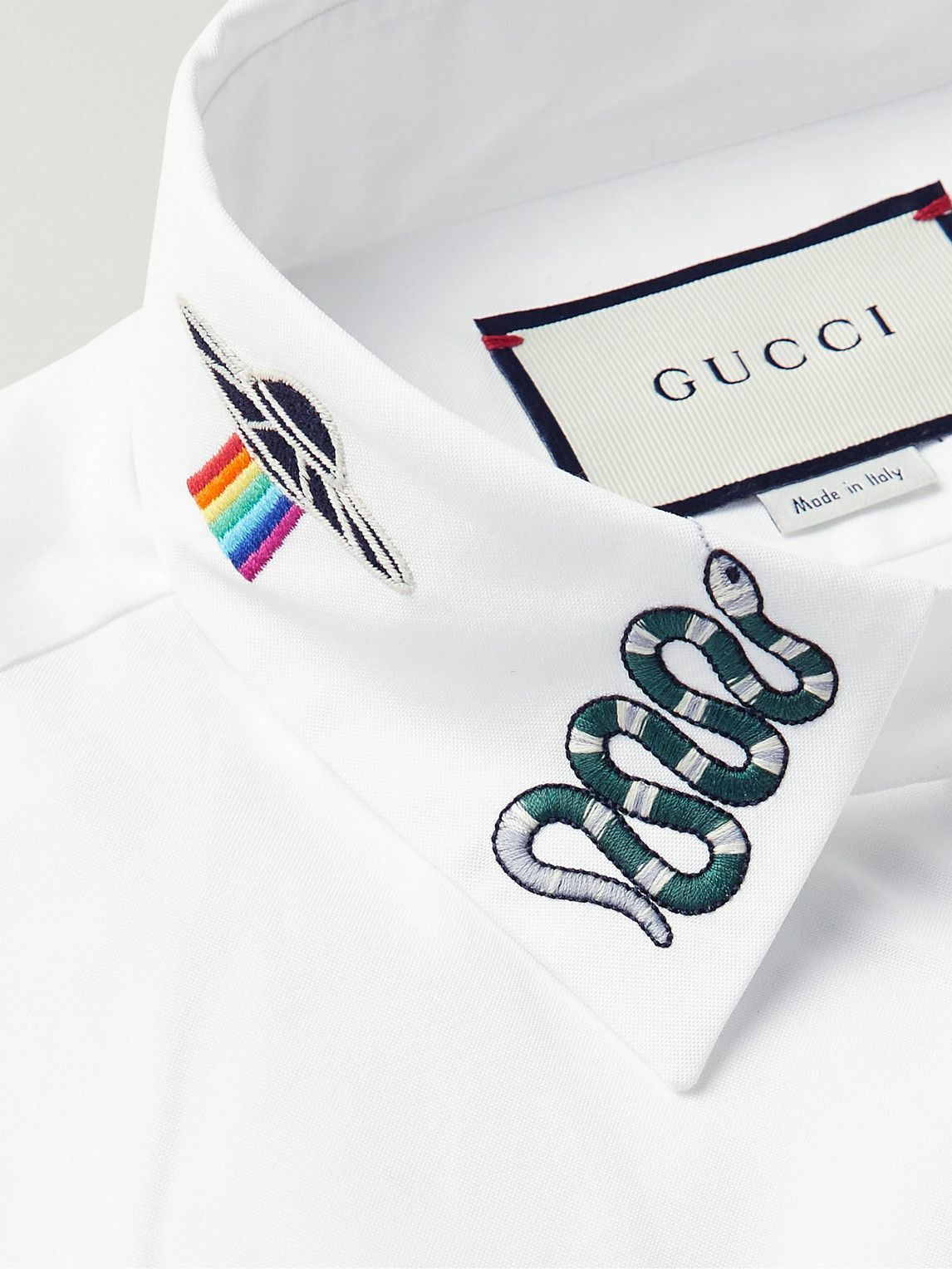 GUCCI - Duke Slim-Fit Embroidered Cotton-Poplin Shirt - White Gucci