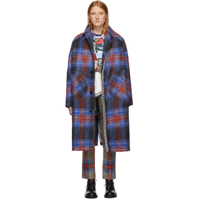 Photo: Charles Jeffrey Loverboy Red and Blue Tartan Doctors Mac Chain Coat