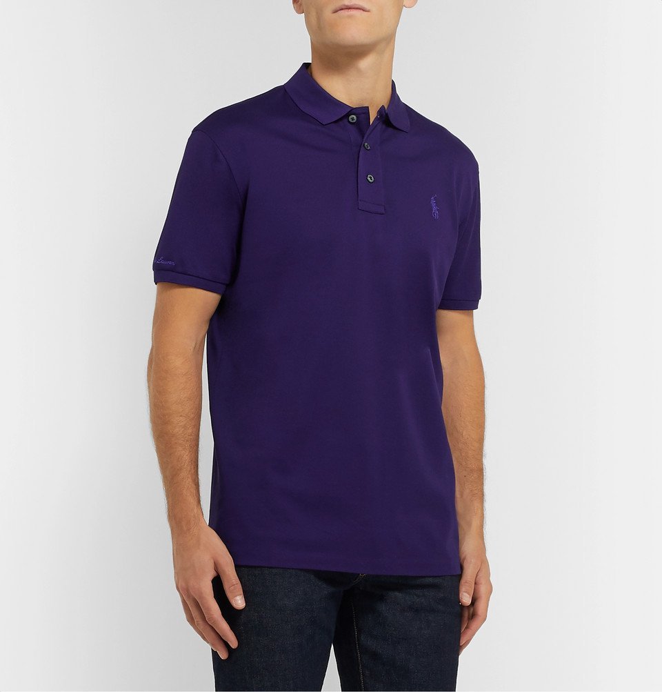 Ralph Lauren Purple Label - Logo-Embroidered Mercerised Cotton-Piqué Polo  Shirt - Dark purple Ralph Lauren Purple Label