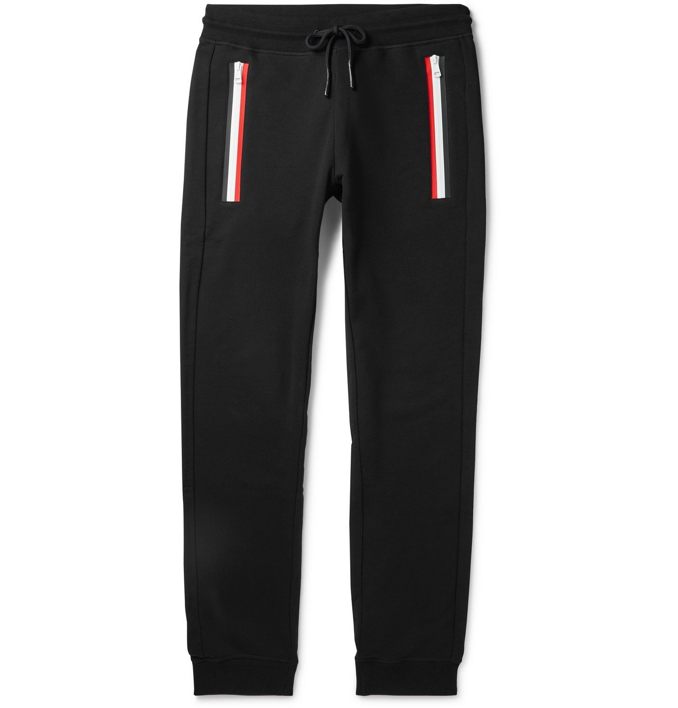 Moncler - Slim-Fit Tapered Striped Fleece-Back Cotton-Jersey Sweatpants ...