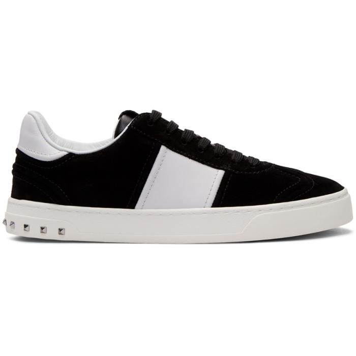 Valentino Black and White Valentino Garavani Suede Flycrew Sneakers ...