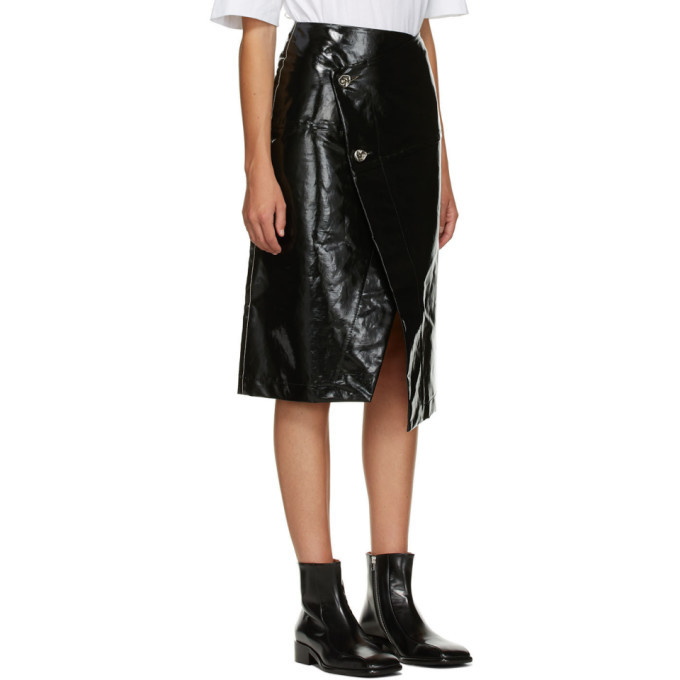 Marni Black Shiny Wrap Skirt Marni