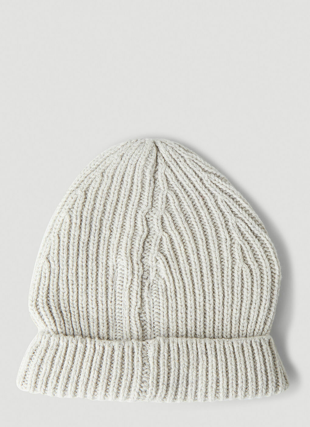 Ribbed Knit Beanie Hat in Grey