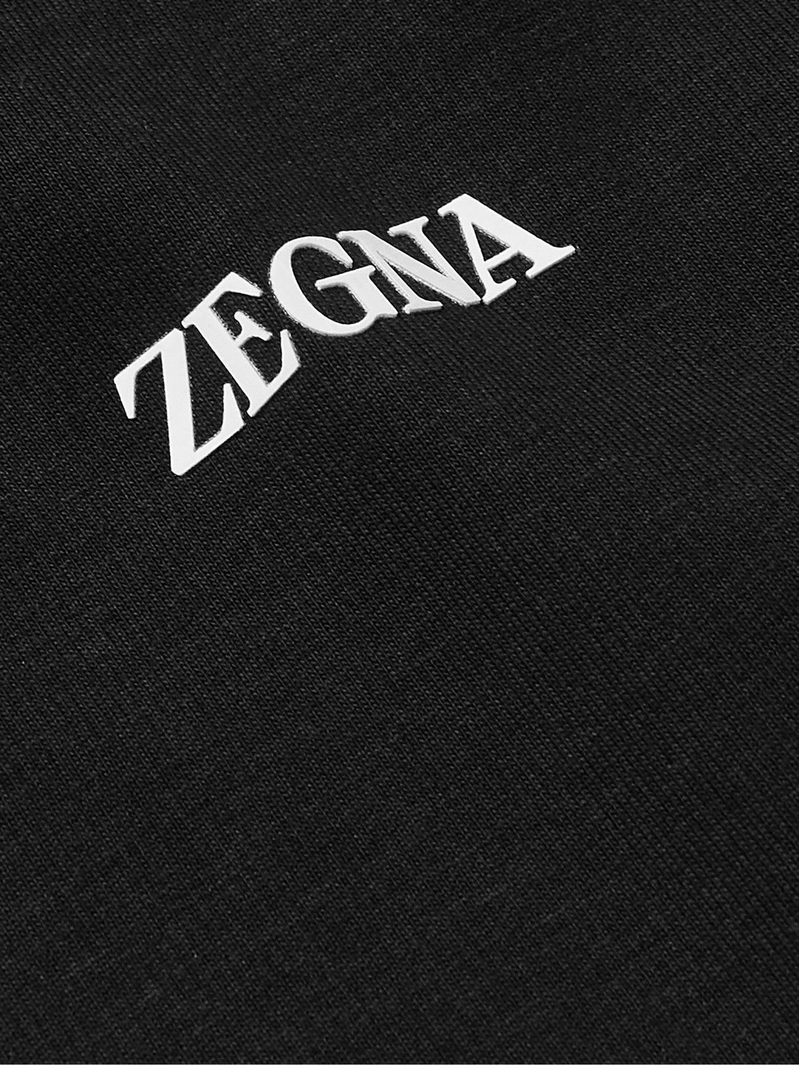 Zegna - Logo-Appliquéd Cotton-Jersey T-Shirt - Black Zegna