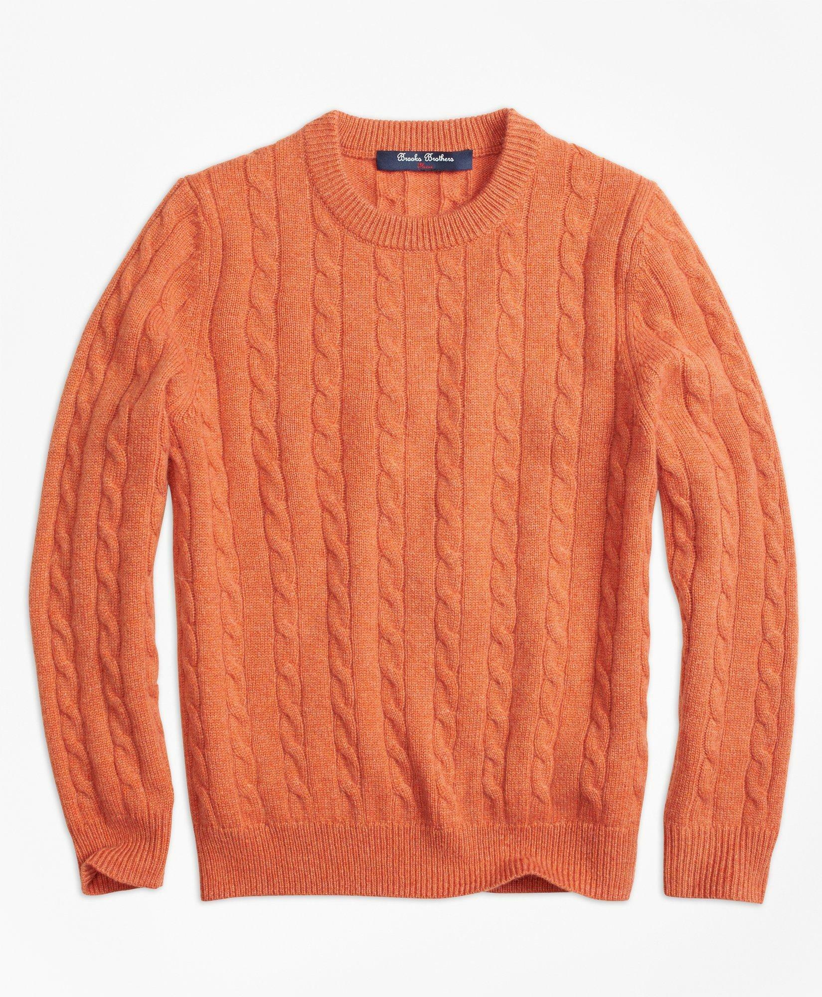 Photo: Brooks Brothers Boys Cashmere Cable Crewneck Sweater | Orange