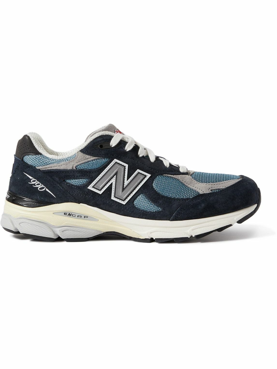 Photo: New Balance - Teddy Santis 990v3 Mesh and Suede Sneakers - Blue