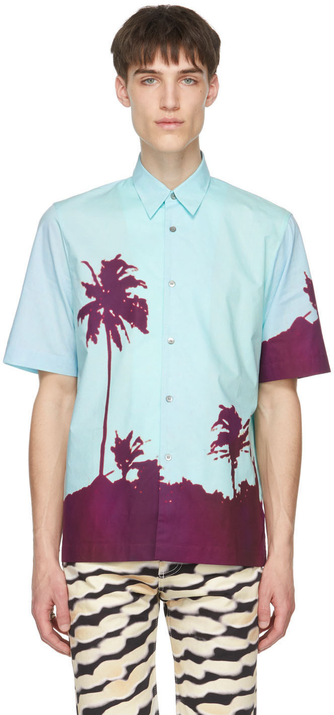 Dries Van Noten Blue & Purple Len Lye Edition Tattoo Short Sleeve