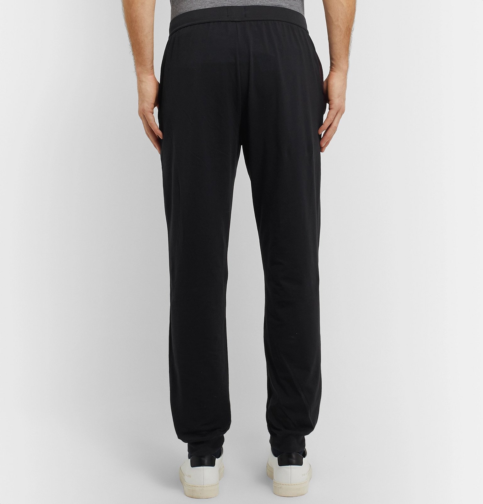 Hugo Boss - Tapered Stretch-Cotton Jersey Sweatpants - Black Hugo Boss