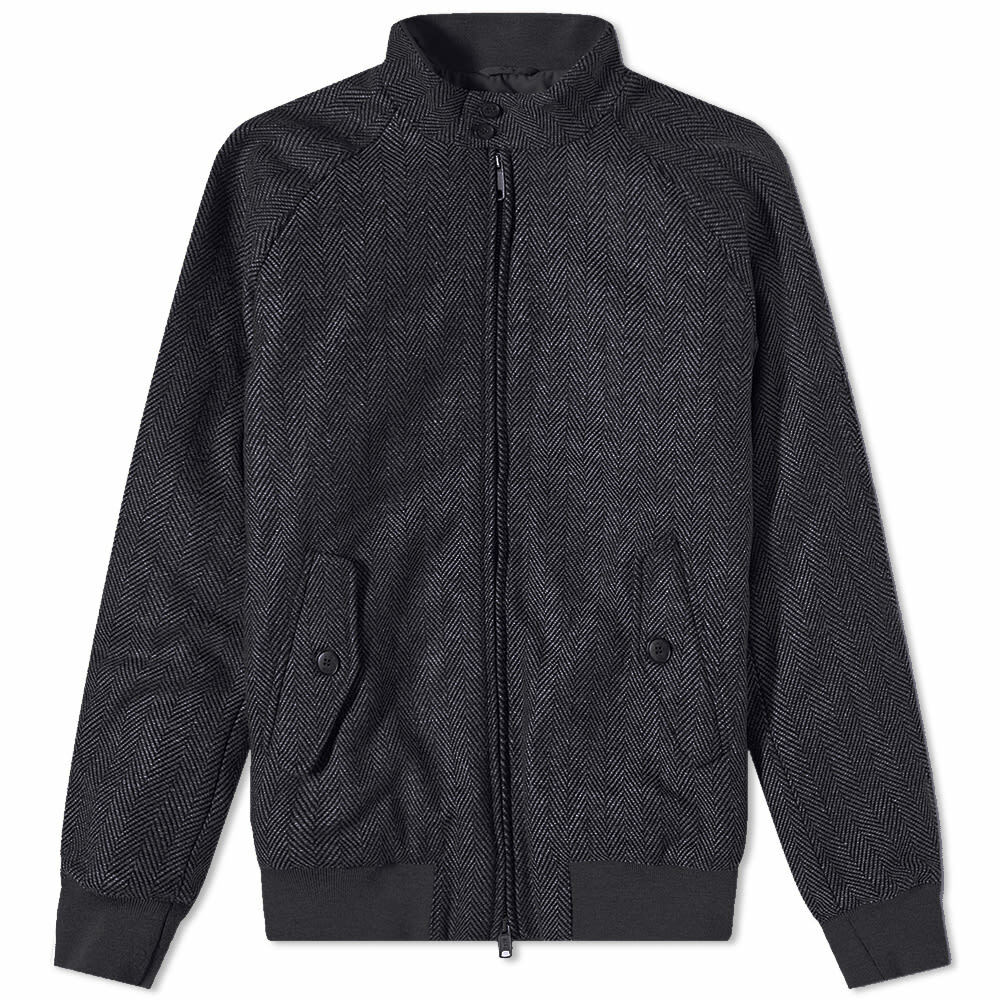 Baracuta Men's G9 Wool Blend Harrigton Jacket in Herringbone Navy Baracuta