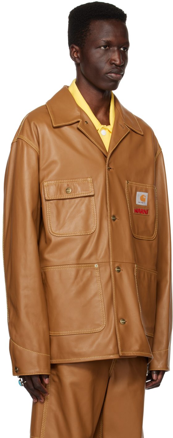 Marni Tan Carhartt WIP Edition Leather Jacket