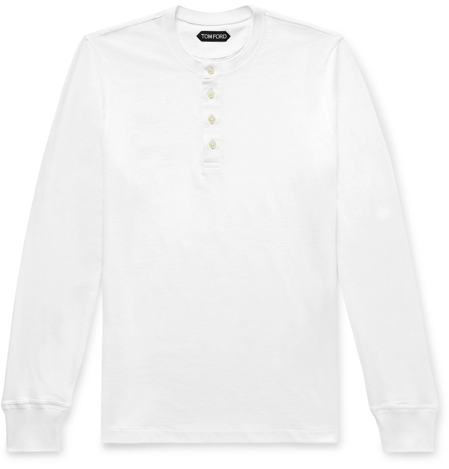 TOM FORD - Slim-Fit Cotton-Jersey Henley T-Shirt - White TOM FORD