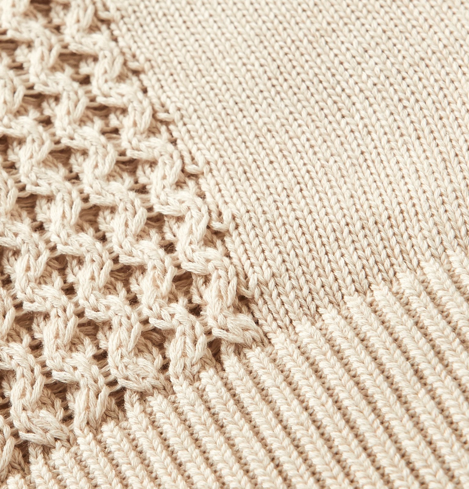 Oliver Spencer - Blenheim Slim-Fit Contrast-Tipped Textured Organic Cotton Sweater - Neutrals