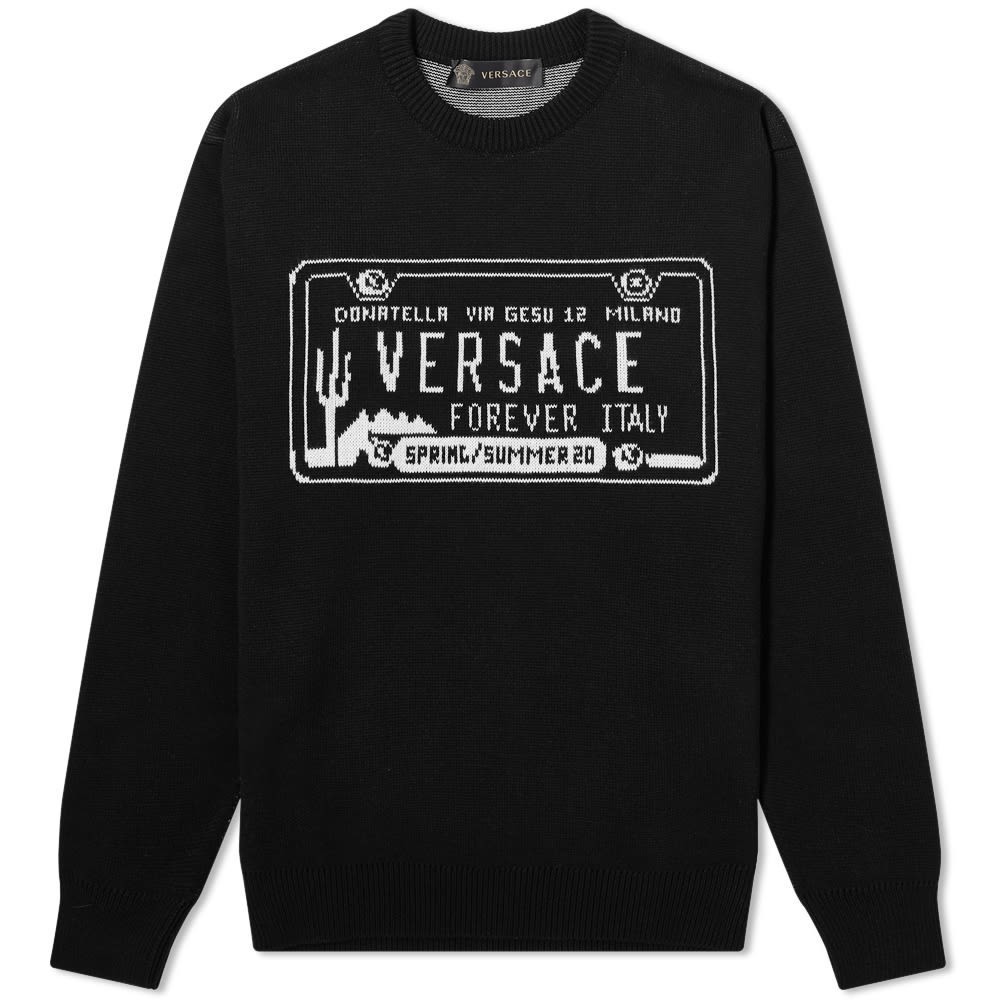 Versace Number Plate Intarsia Crew Knit Versace