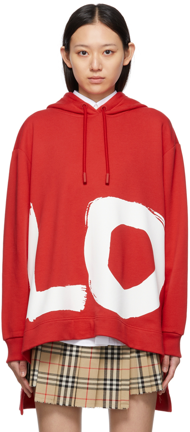 Photo: Burberry Red Oversized 'Love' Fairhall Hoodie