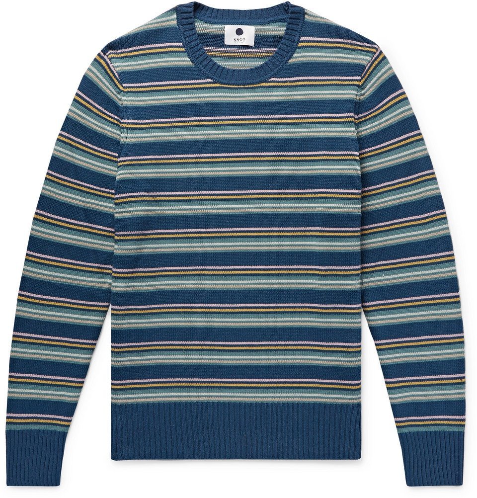 NN07 - Carlson Striped Knitted Sweater - Men - Storm blue NN07