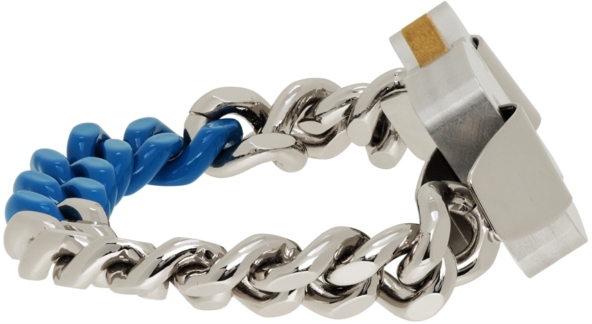 1017 ALYX 9SM Silver & Blue Colored Link Buckle Bracelet