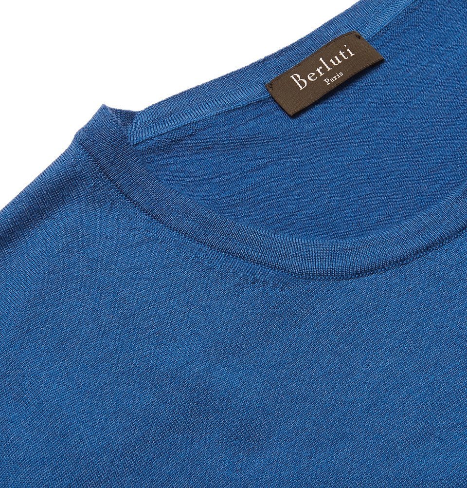 Berluti - Slim-Fit Virgin Wool Sweater - Men - Blue Berluti