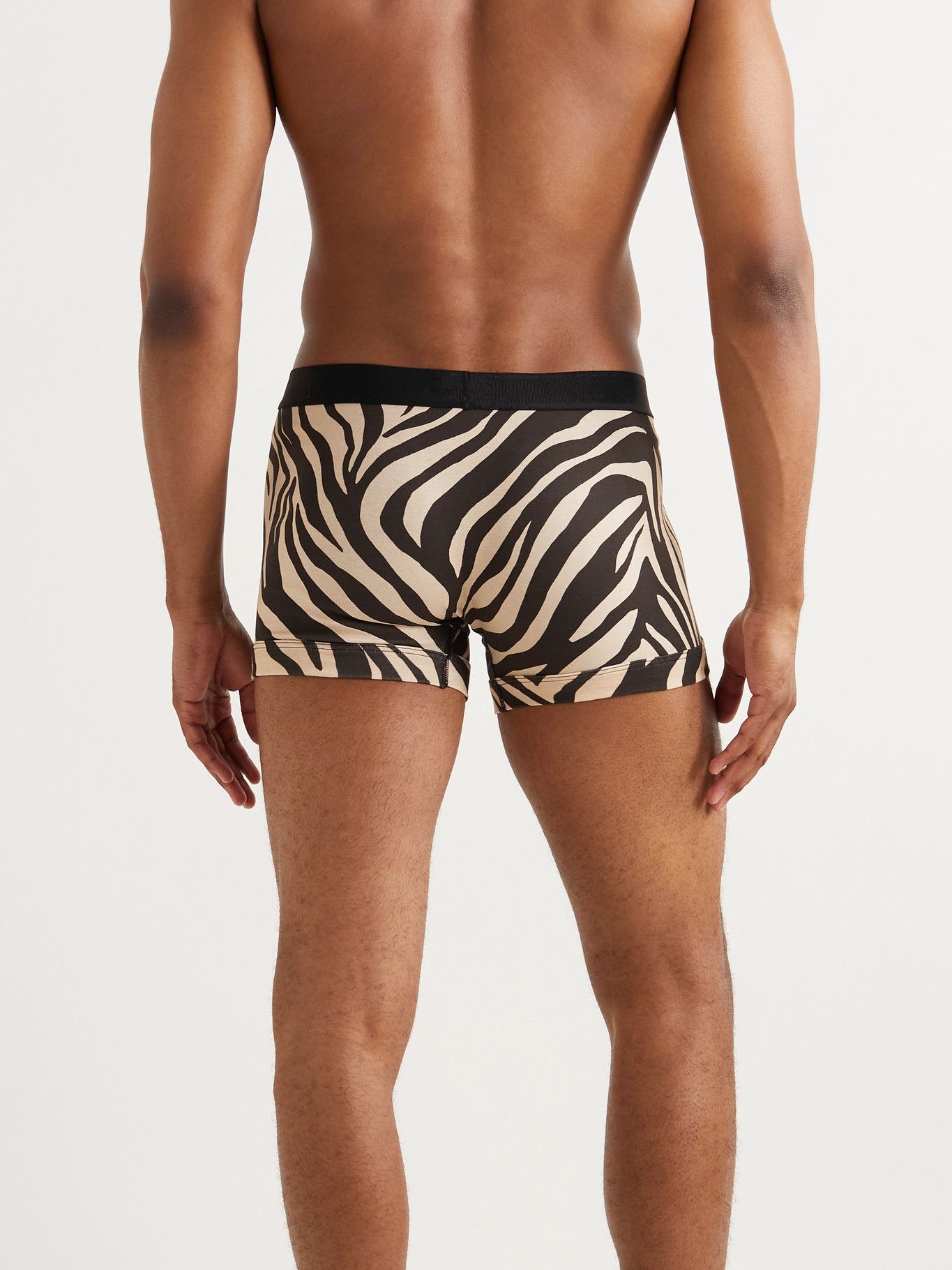 TOM FORD - Zebra-Print Stretch-Cotton Boxer Briefs - Black TOM FORD