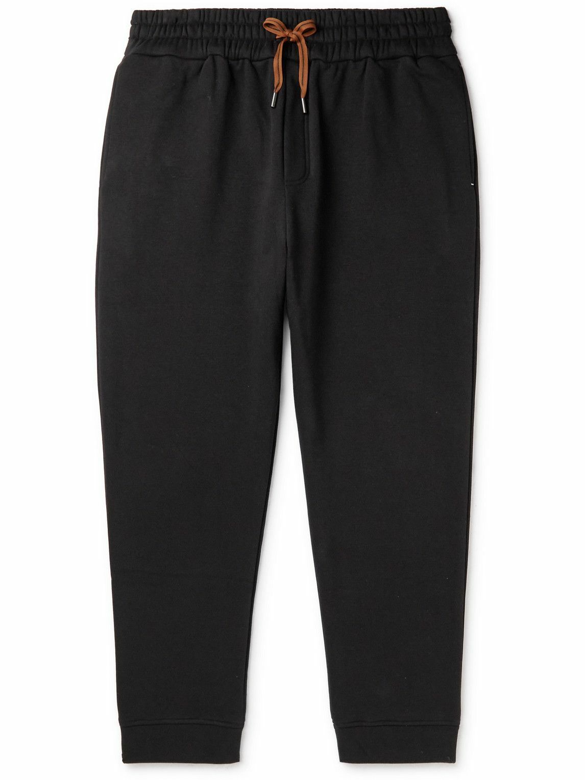 Photo: Zegna - Tapered Cotton-Blend Jersey Sweatpants - Black