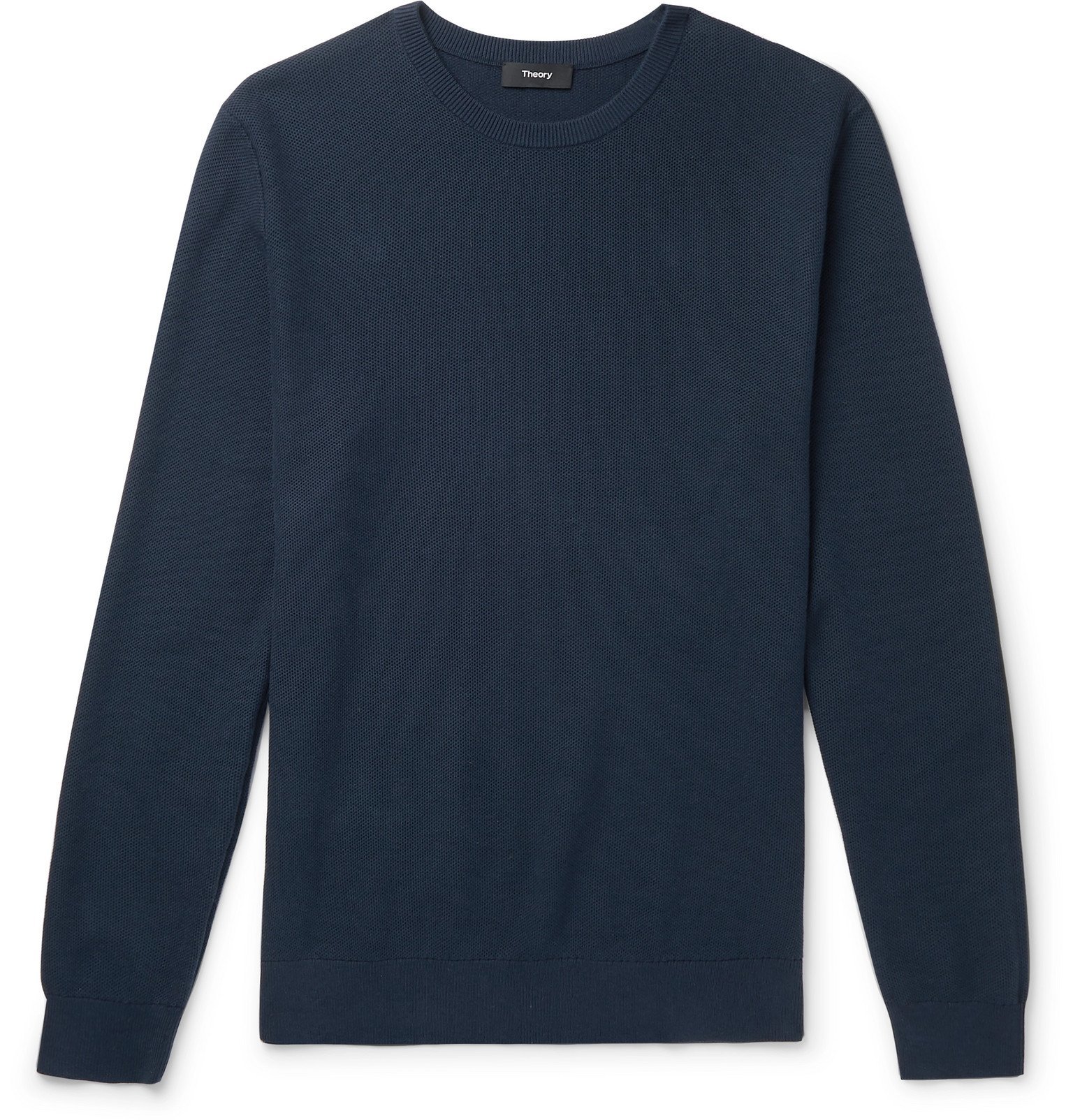 Theory - Riland Cotton-Blend Piqué Sweater - Blue Theory