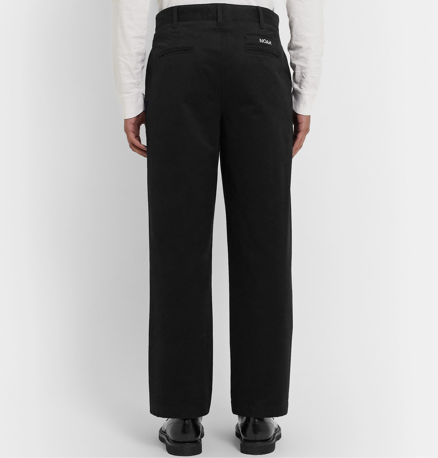 Noah - Pleated Brushed-Cotton Chinos - Black Noah NYC