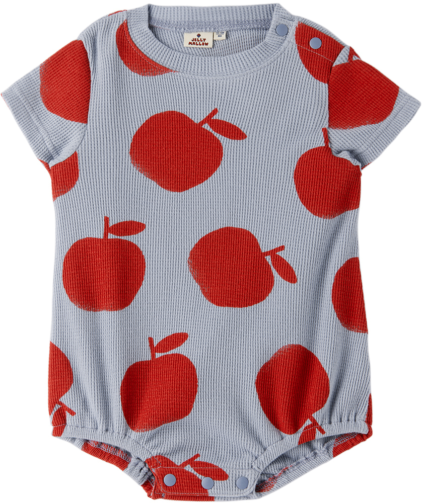 Jellymallow Baby Blue & Red Pomme Bodysuit & Bib Set Jellymallow