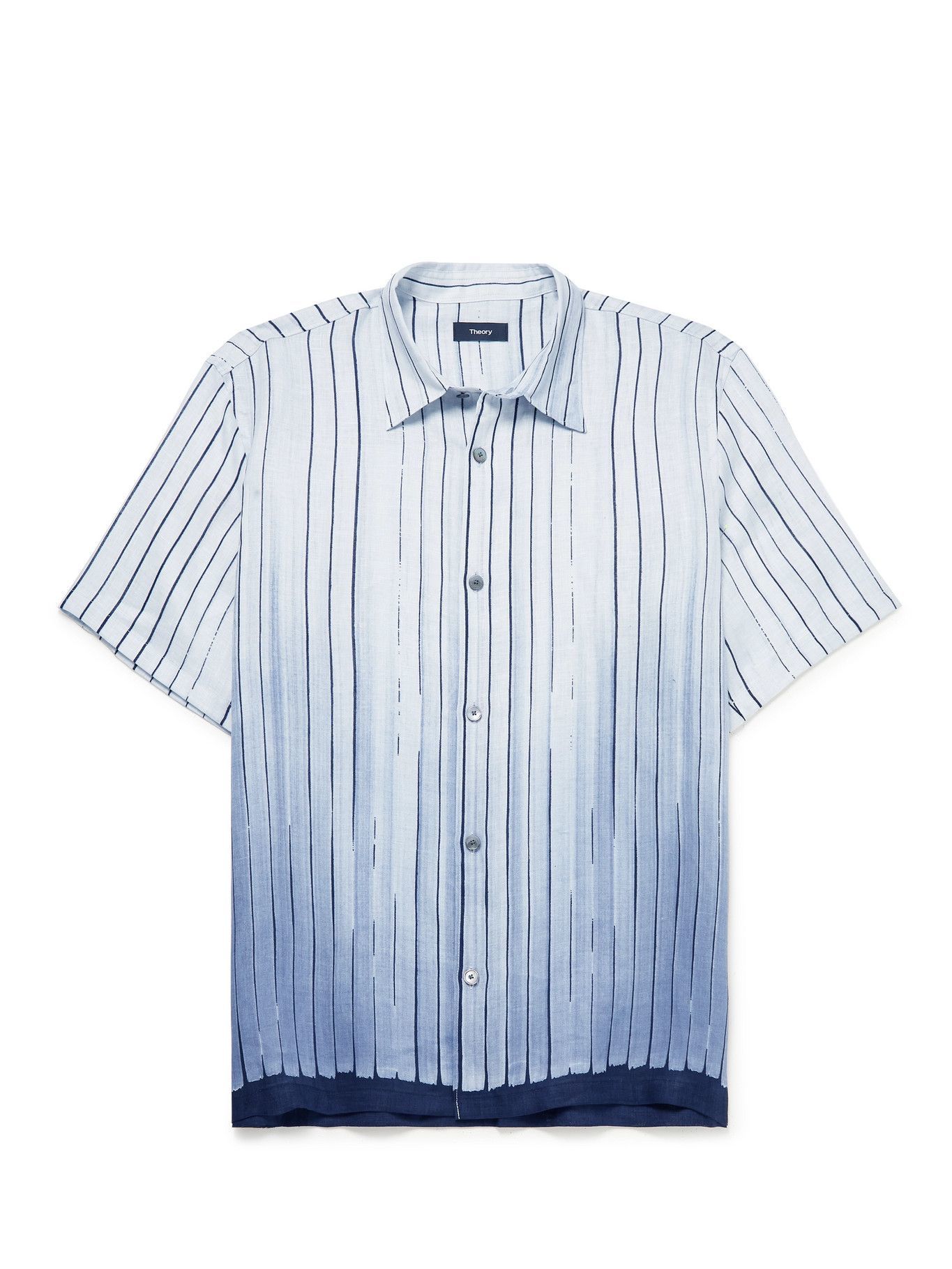 THEORY - Striped Dégradé Linen Shirt - Blue Theory