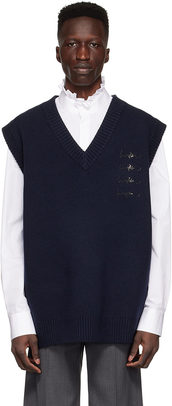 We11done Navy Wool Vest We11done