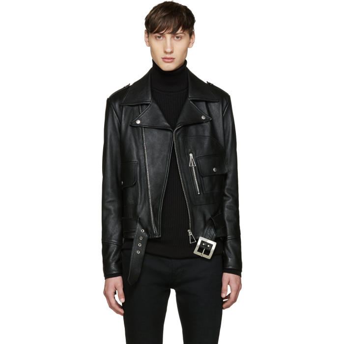 Saint Laurent Black Leather Fringed Jacket Saint Laurent