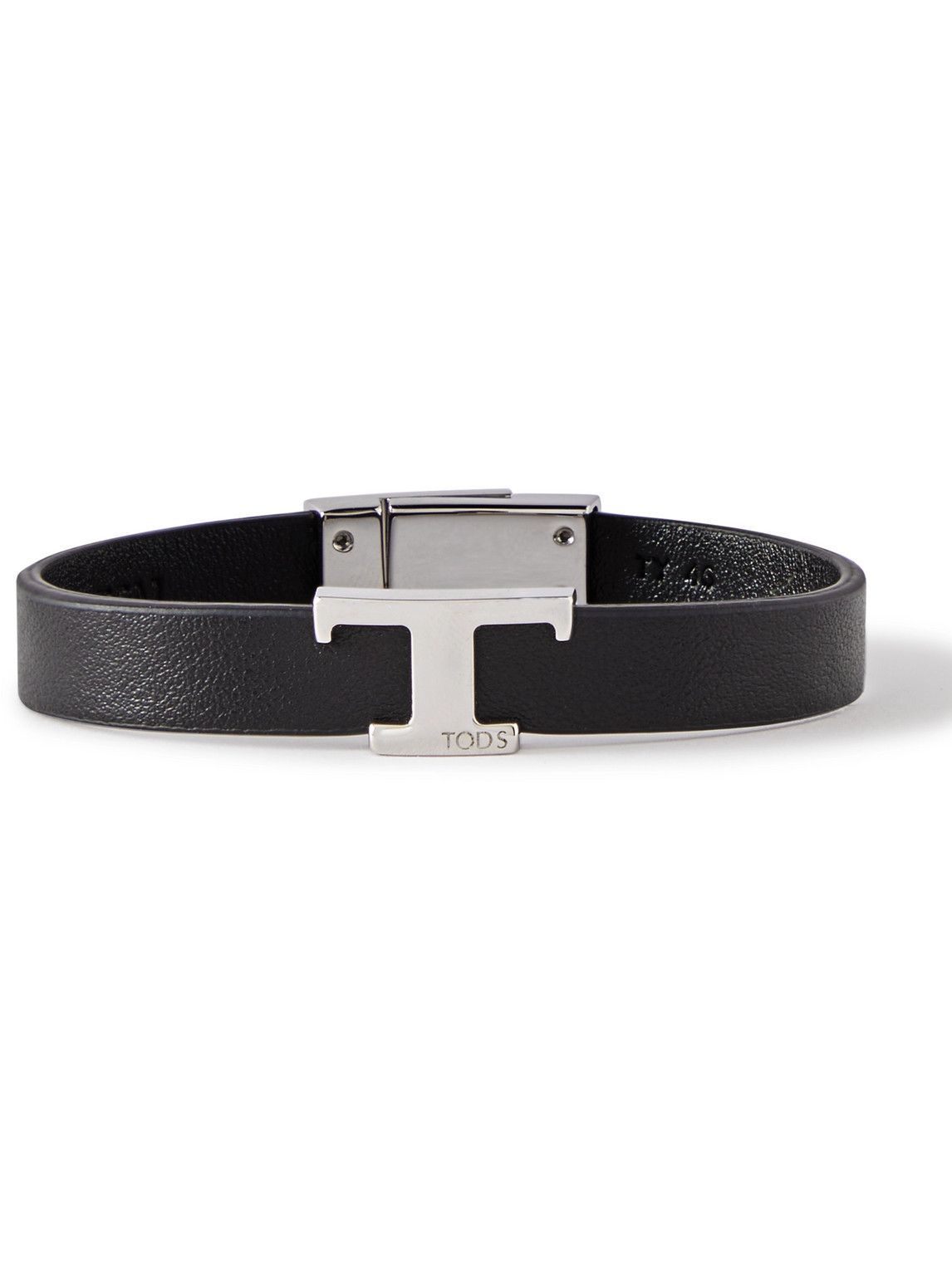 Tod's - Logo-Detailed Silver-Tone and Leather Bracelet - Black Tod's