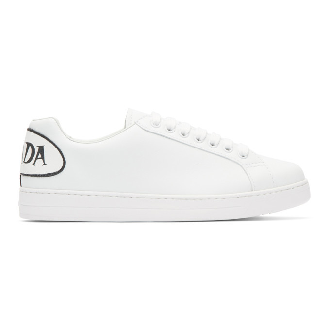 White Comic Patch Sneakers Prada