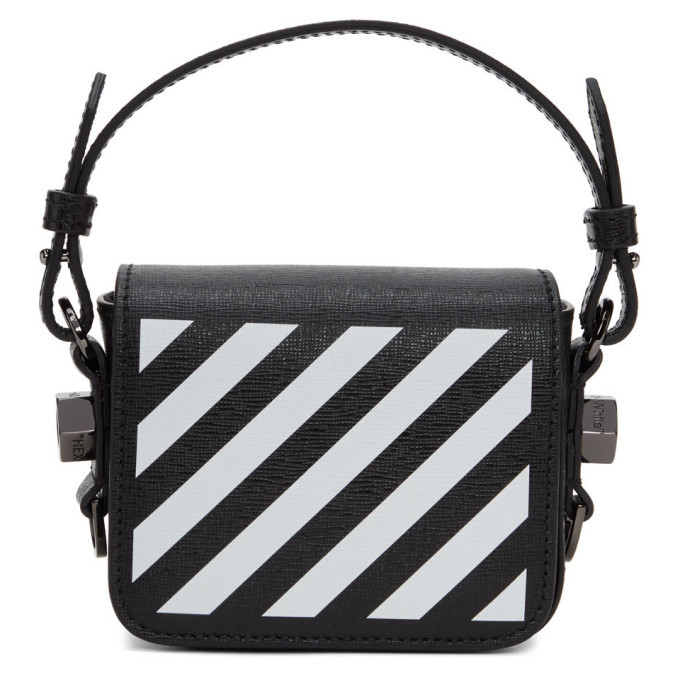 Off-White Black and White Diag Baby Flap Bag Off-White