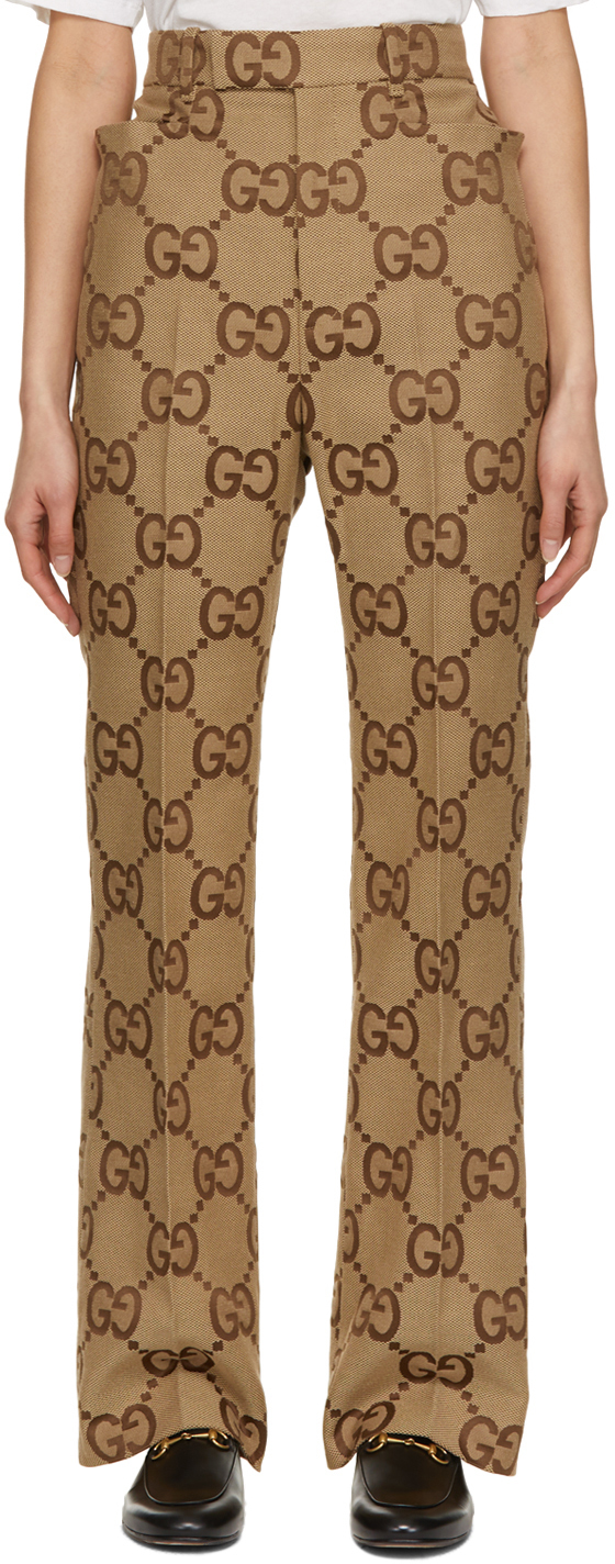 Gucci Brown 'GG' Canvas Trousers Gucci