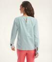 Brooks Brothers Women's Cotton Blend Dobby Blouse | Green