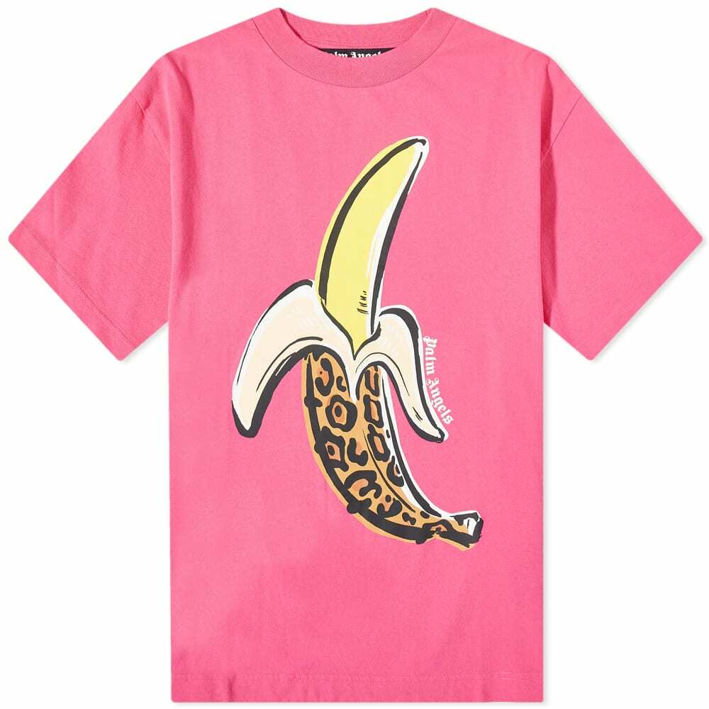 Photo: Palm Angels Men's Banana T-Shirt in Fuchsia/Yellow