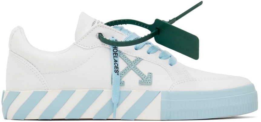 Photo: Off-White White & Blue Low Vulcanized Sneakers